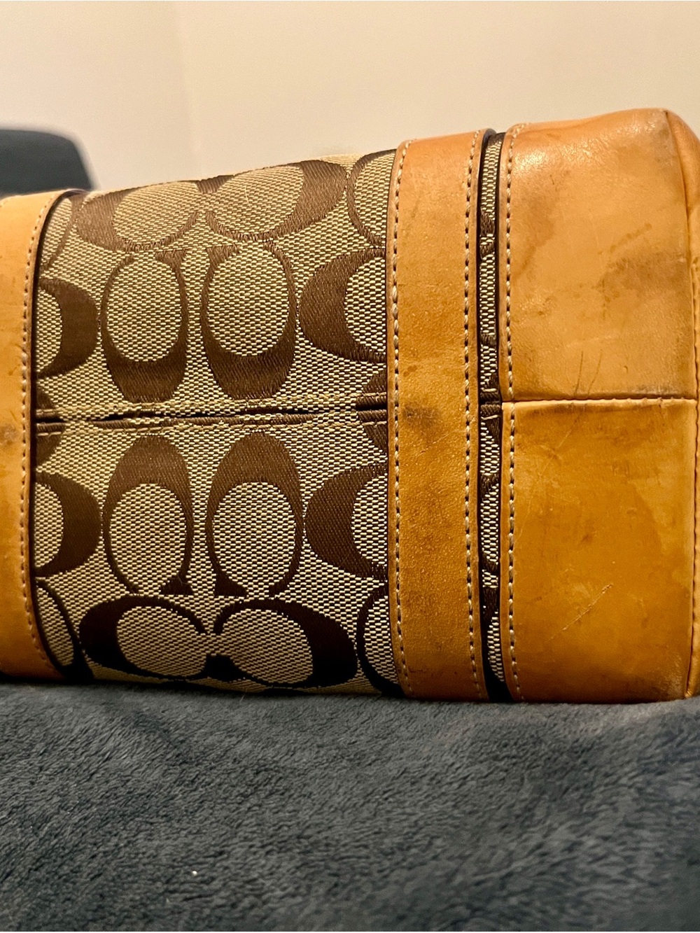 Coach Brown and Tan Signature Canvas Tote - Picture 7 of 9